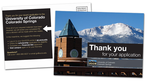 Applcation Thank You postcard